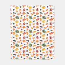 Löv, kastanjer och svampar över hela mönster