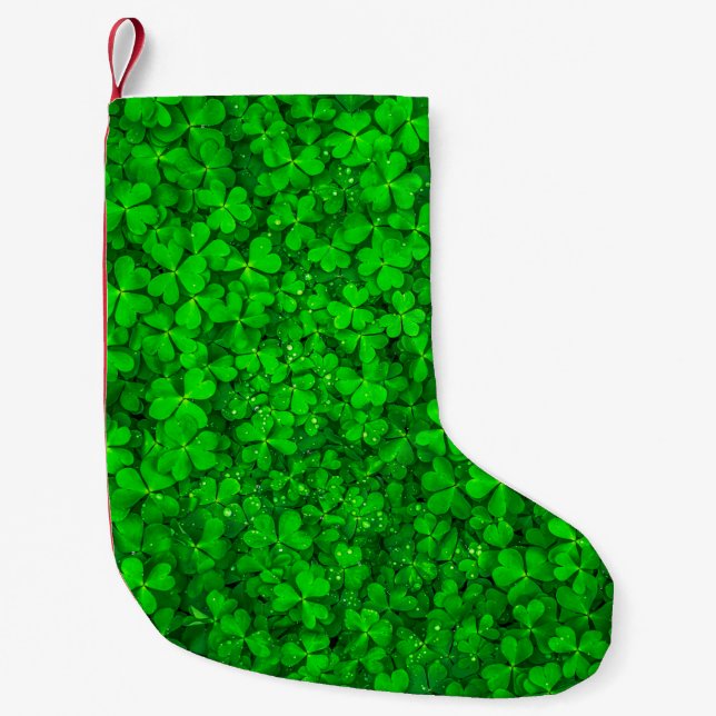 Löv klöver grönt schamprock vår liten julstrumpa (Framsidan)