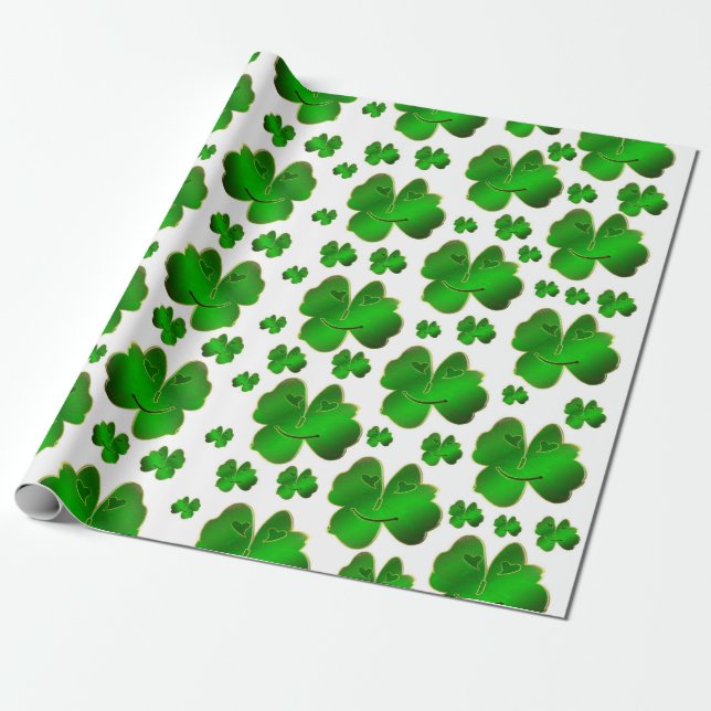 löv, klöver, tur, växt, grönt, schamprock, natur presentpapper (Utrullad)