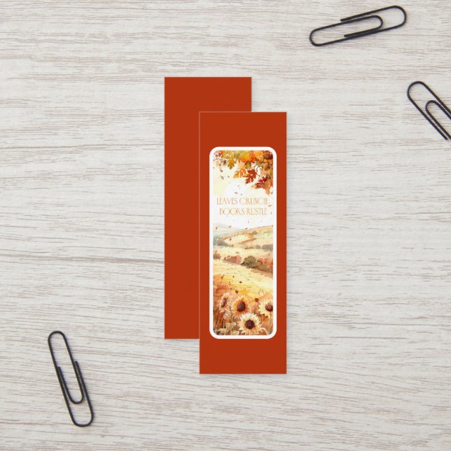 Löv knastrar böcker prasslar - Bokmärke kort (Fram/Back In Situ)