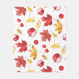 löv, körsbär, äpplen fleecefilt