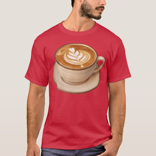 Löv Latte Art på keramisk kopp vän T Shirt (Framsida)