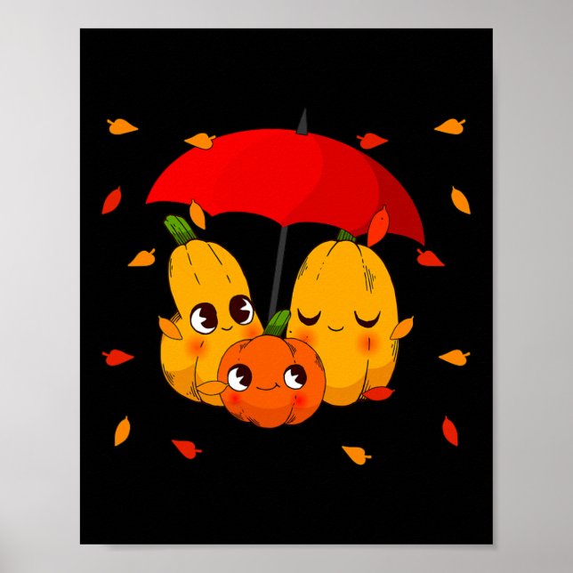 Löv Lattes Pumpkin Spice Fall Autumn Halloween Poster (Framsidan)