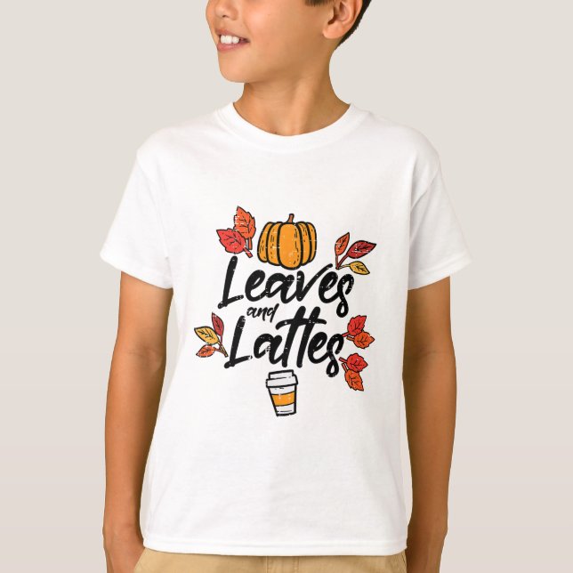 Löv Lattes Pumpkin Spice Fall Autumn Halloween T Shirt (Framsida)