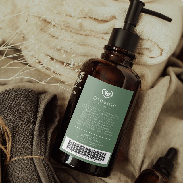 Löv logotyp grönt för streckkodsetikett för skönhe vinetikett (Skapare uppladdad)