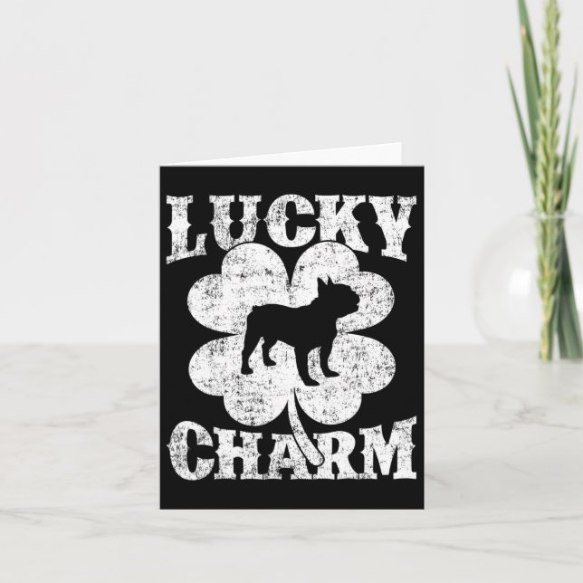 Löv Lucky Charm Fransk Bulldog St Patrick's Day  Kort (Framsida)