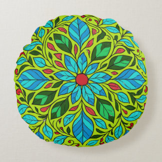 Löv Mandala Design Rund Kudde