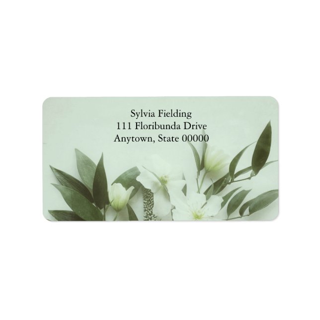 Löv med clematis filtrerad adressetikett (Framsidan)