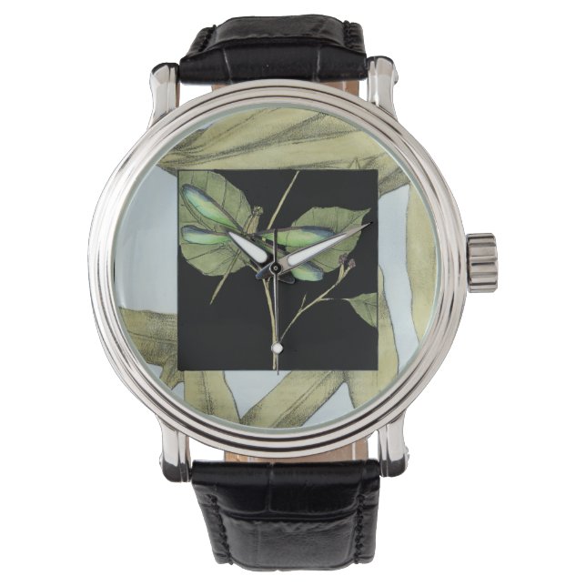Löv med Dragonfly Inset av Jennifer Goldberger Armbandsur (Framsida)