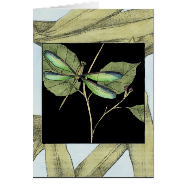 Löv med Dragonfly Inset av Jennifer Goldberger Hälsningskort (Framsidan)