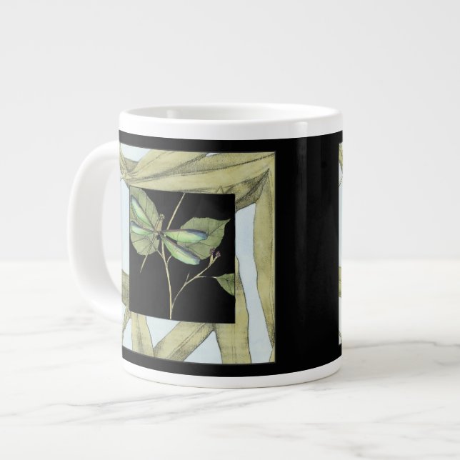 Löv med Dragonfly Inset av Jennifer Goldberger Jumbo Mugg (Framsida vänster)