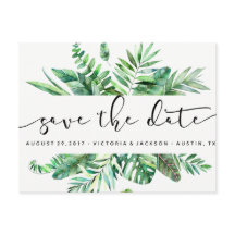 Löv med tropisk vattenfärg sparar datumet