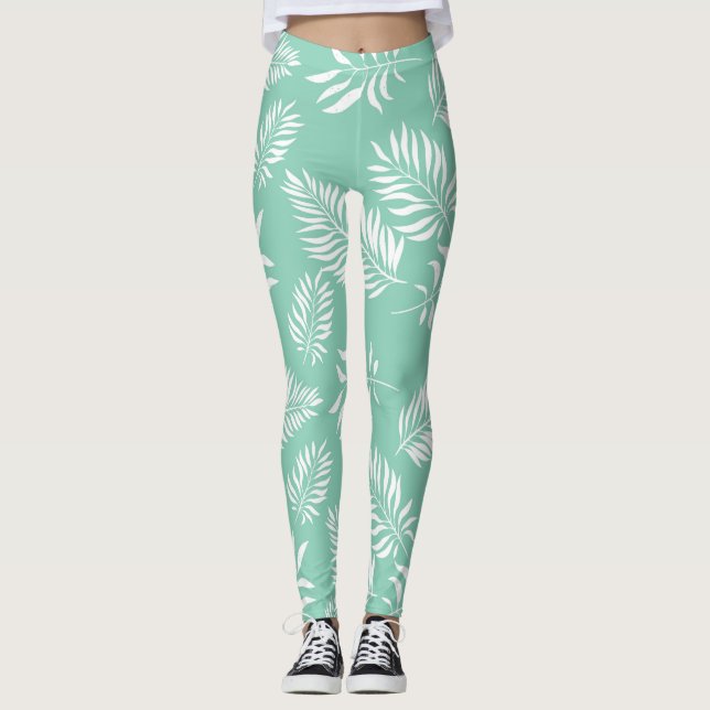 Löv Mönster 14 Leggings (Framsida)