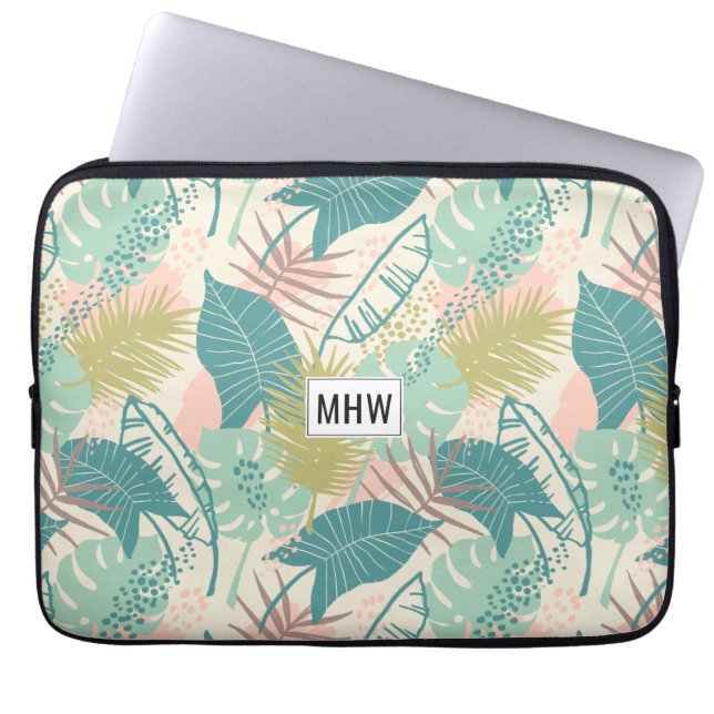 Löv Mönster anpassningsbar monogram laptop sleeve (Framsidan)