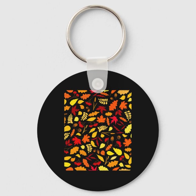 Löv Mönster Fall Design Acorns Wheat Nyckelring (Framsida)