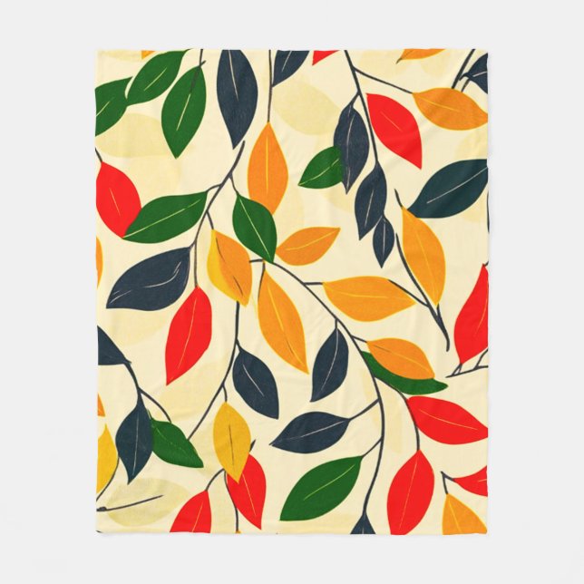 Löv Mönster Fleecefilt (Framsidan)