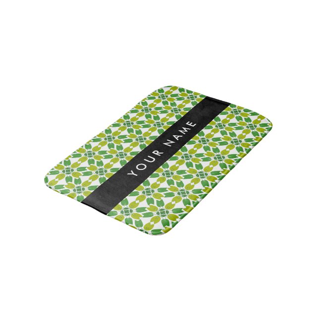 Löv Mönster, Grönt Löv, ditt namn Badrumsmatta (Vinklad)