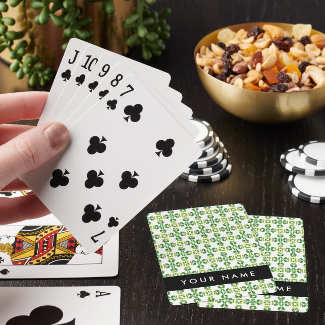 Löv Mönster, Grönt Löv, ditt namn Casinokort (På plats)