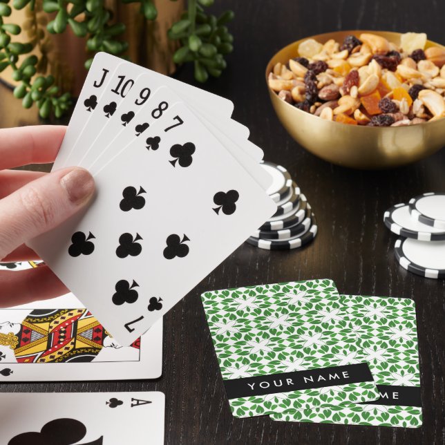 Löv Mönster, Grönt Löv, ditt namn Casinokort (På plats)