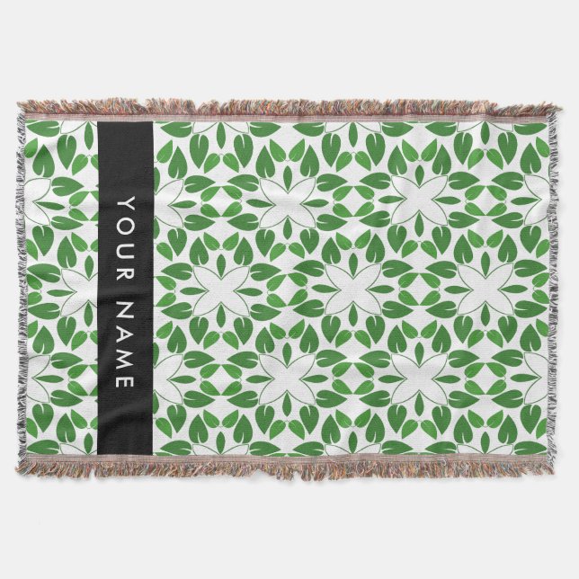 Löv Mönster, Grönt Löv, ditt namn Filt (Framsidan)