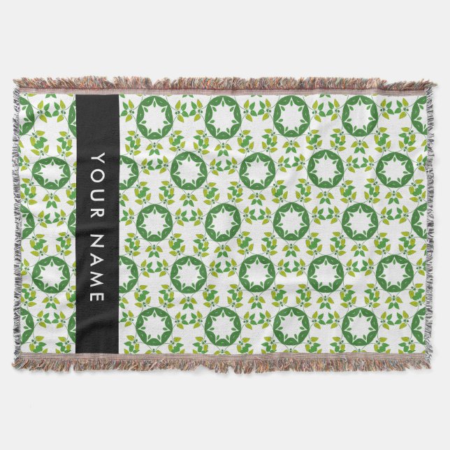 Löv Mönster, Grönt Löv, ditt namn Filt (Framsidan)