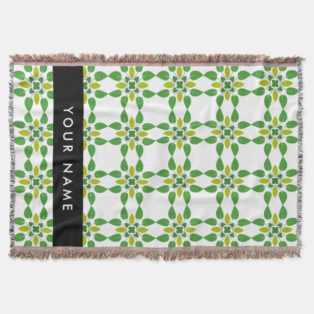 Löv Mönster, Grönt Löv, ditt namn Filt (Framsidan)