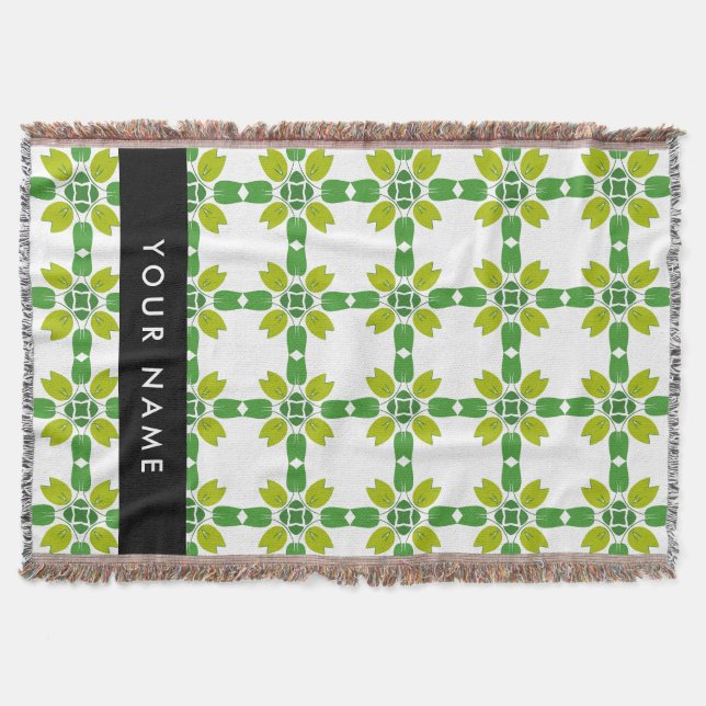 Löv Mönster, Grönt Löv, ditt namn Filt (Framsidan)