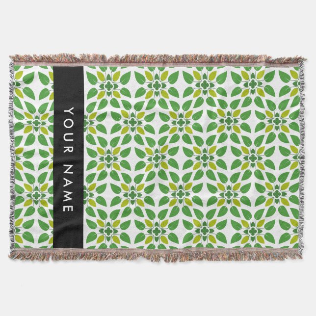 Löv Mönster, Grönt Löv, ditt namn Filt (Framsidan)