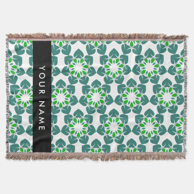 Löv Mönster, Grönt Löv, ditt namn Filt (Framsidan)