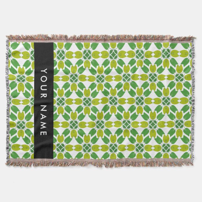 Löv Mönster, Grönt Löv, ditt namn Filt (Framsidan)