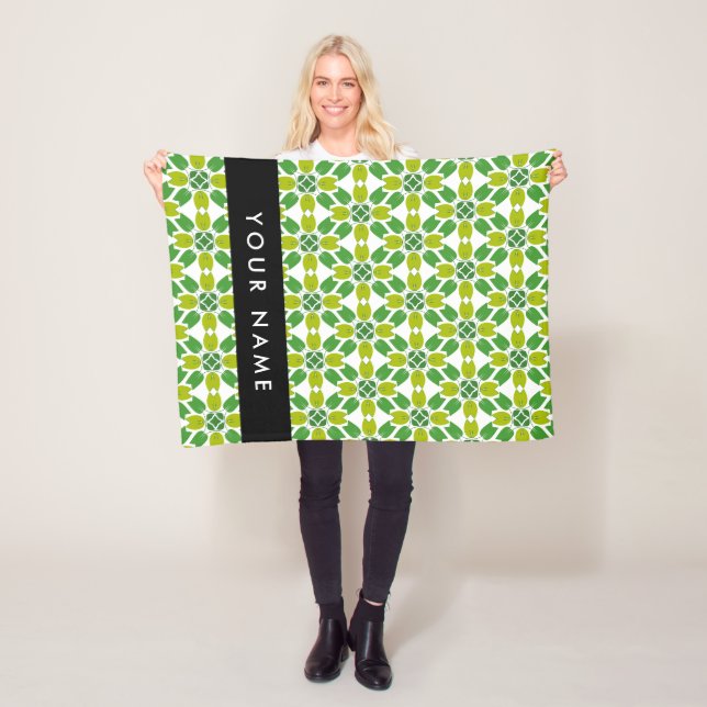 Löv Mönster, Grönt Löv, ditt namn Fleecefilt (På plats)