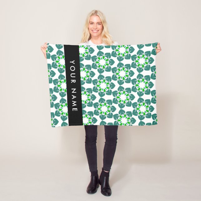 Löv Mönster, Grönt Löv, ditt namn Fleecefilt (På plats)