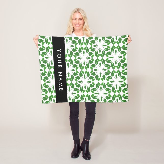 Löv Mönster, Grönt Löv, ditt namn Fleecefilt (På plats)