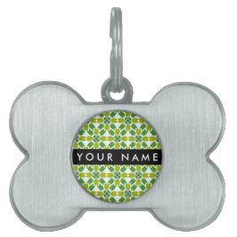 Löv Mönster, Grönt Löv, ditt namn ID-bricka Husdjur