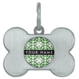 Löv Mönster, Grönt Löv, ditt namn ID-bricka Husdjur