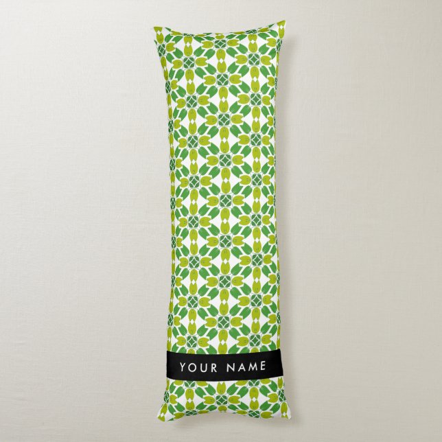 Löv Mönster, Grönt Löv, ditt namn Kroppskudde (Baksidan (Vertikal))