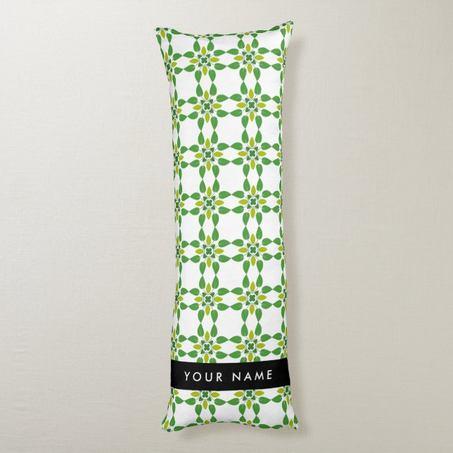 Löv Mönster, Grönt Löv, ditt namn Kroppskudde (Baksidan (Vertikal))