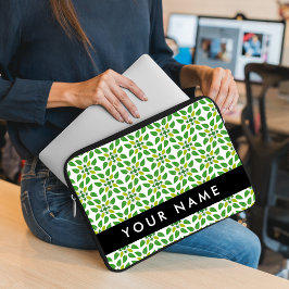 Löv Mönster, Grönt Löv, ditt namn Laptop Fodral