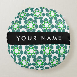 Löv Mönster, Grönt Löv, ditt namn Rund Kudde