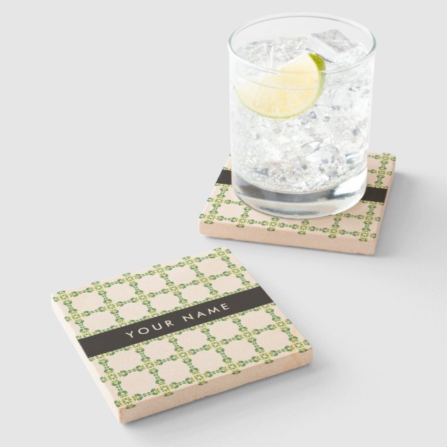 Löv Mönster, Grönt Löv, ditt namn Stenunderlägg (Sidan)