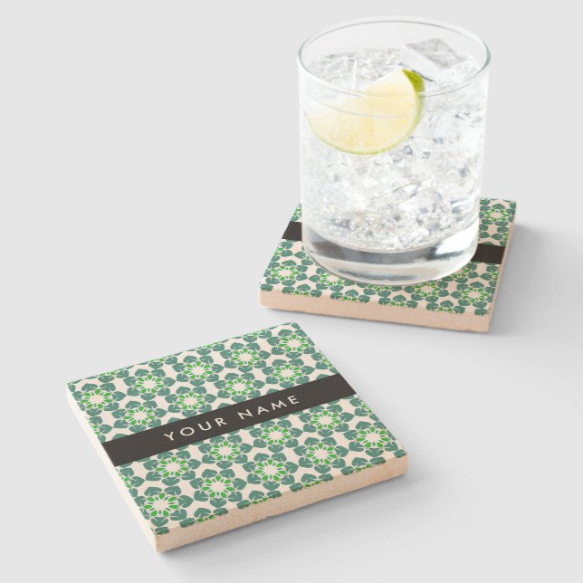 Löv Mönster, Grönt Löv, ditt namn Stenunderlägg (Sidan)