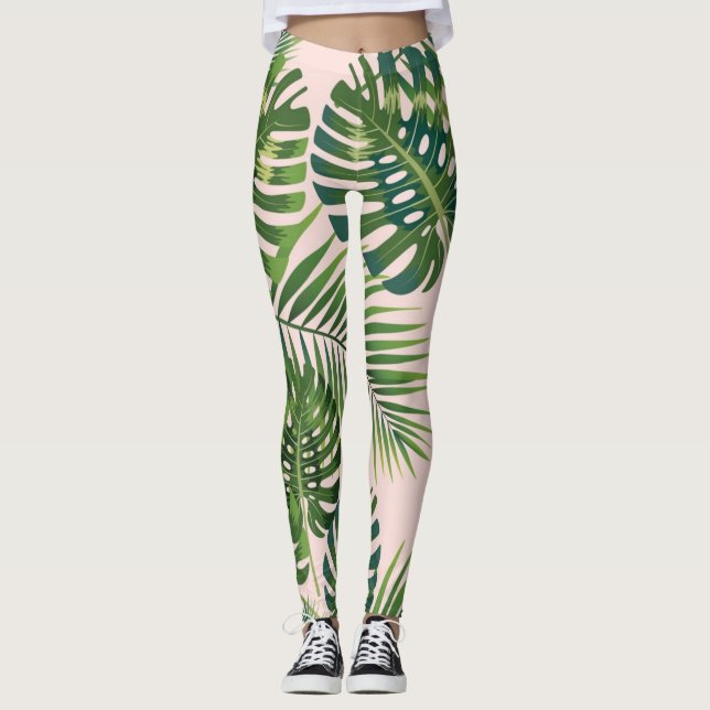 Löv mönster leggings (Framsida)