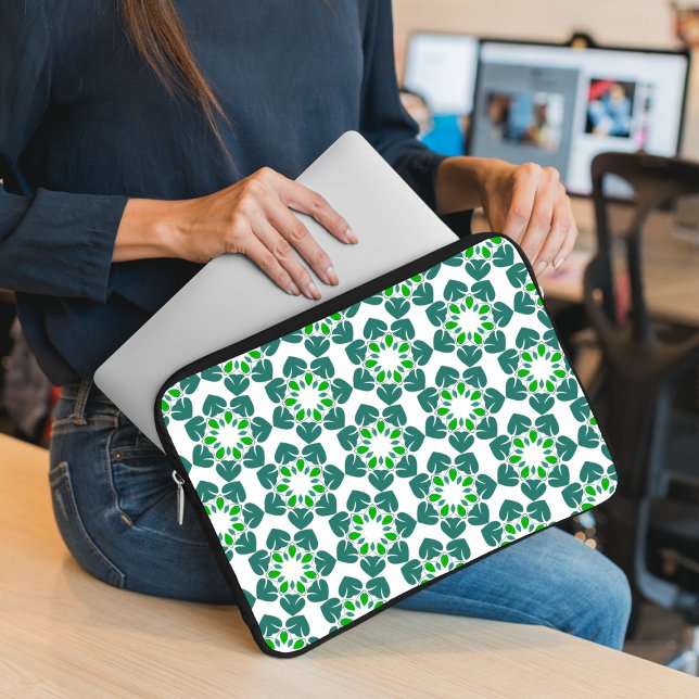 Löv Mönster, Mönster i Löv, Grönt Löv Laptop Fodral (Skapare uppladdad)
