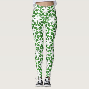 Löv Mönster, Mönster i Löv, Grönt Löv Leggings