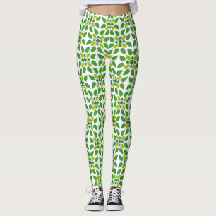 Löv Mönster, Mönster i Löv, Grönt Löv Leggings