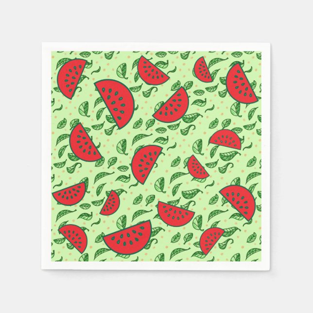 Löv mönster och vattenmeloner pappersservett (Framsidan)