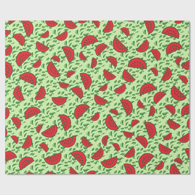 Löv mönster och vattenmeloner presentpapper (Platt)