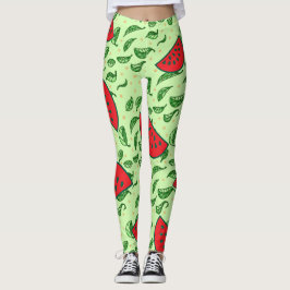 Löv mönster och Watermelons Leggings