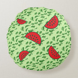 Löv Mönster Rund Kudde