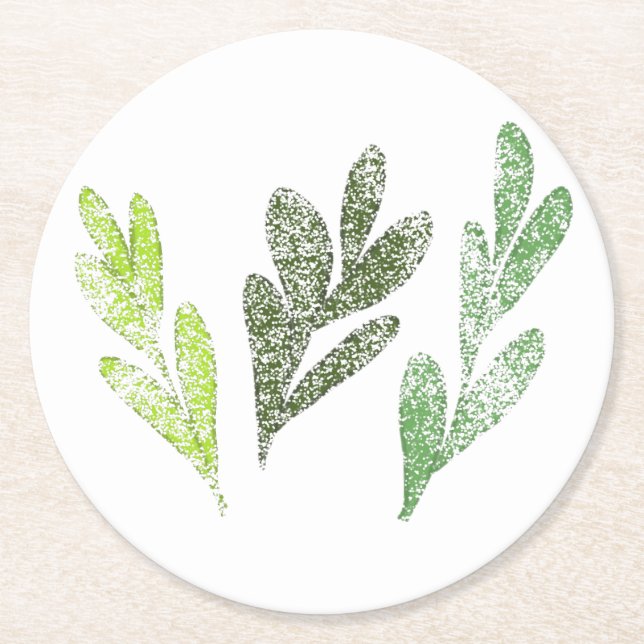 Löv Mönster Underlägg Papper Rund (Framsidan)